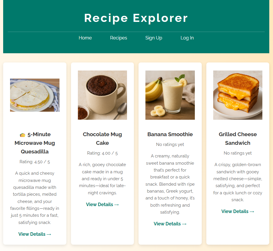 Screenshot of Recipe Explorer